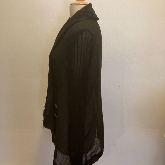 Crea Concept Longsleeve Mixed Media Wrap Jacket (Black) - Picture 7 of 11